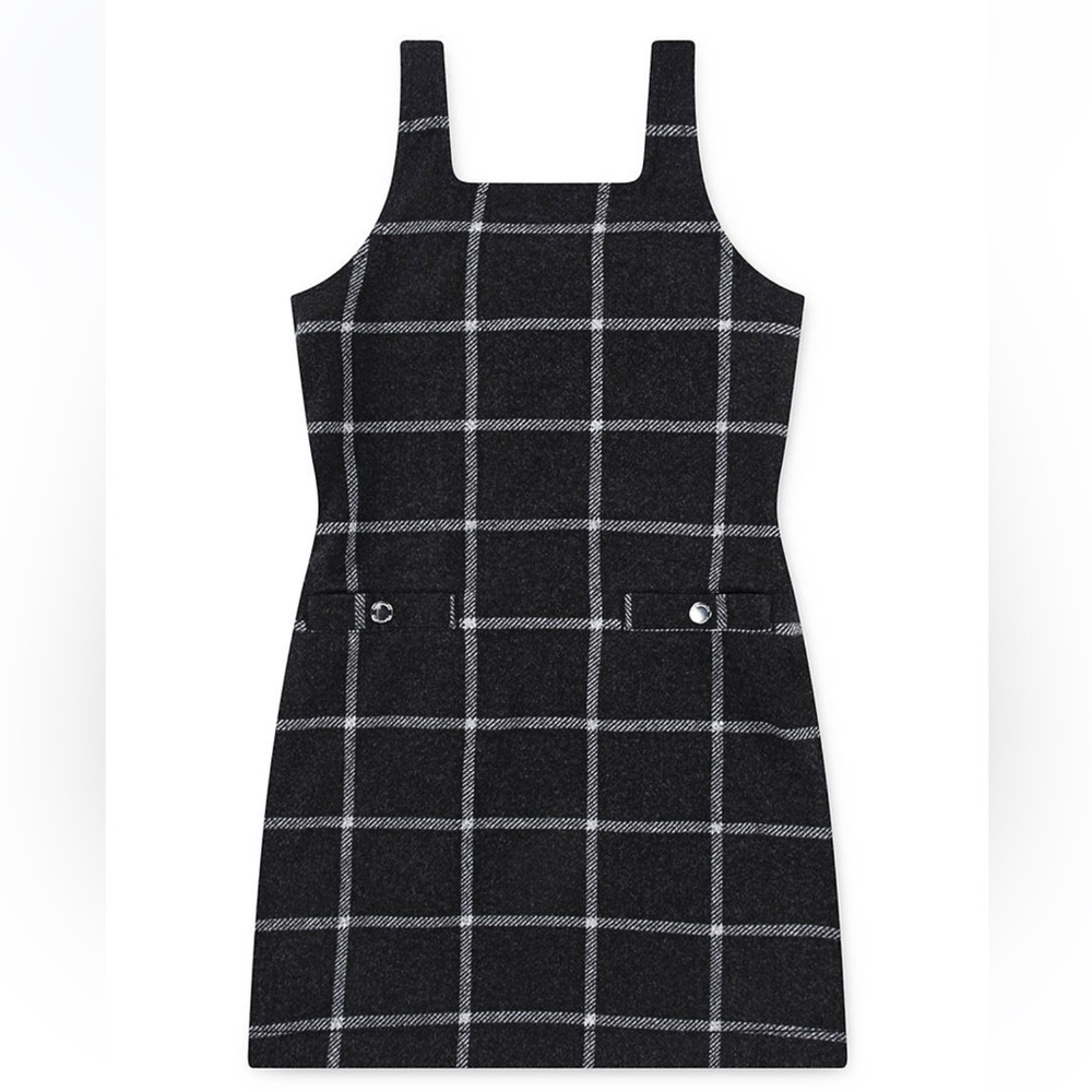 Abercrombie kids a&f girls plaid pinafore dress size 13/14 100% polyester